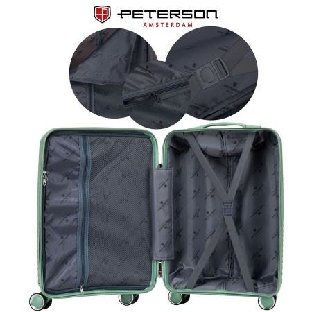 Valiză de cabină verde cu mâner telescopic - Peterson PTR-PTN PP-09-W-S-1488 G [4]