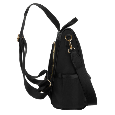 Rucsac negru de damă din nailon și piele ecologică cu bretele reglabile - Peterson PTR-PTN JN-12-0191 BLACK [7]