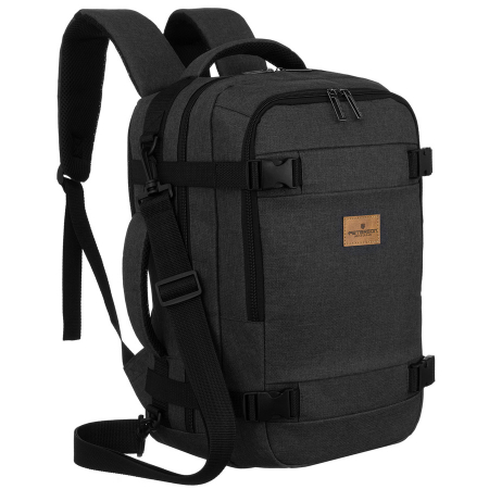 Backpacks - Rucsac negru din poliester, spațios și potrivit pentru călătorii, perfect pentru bagajul de mână - Peterson PTR-PTN SIKORKA-6460 BLA