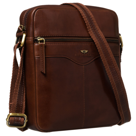 Accesorii Barbati - Geantă messenger bărbătească maro, cu un singur compartiment, din piele naturală - Peterson PTR-PTN 711-TUM-0482 BRO