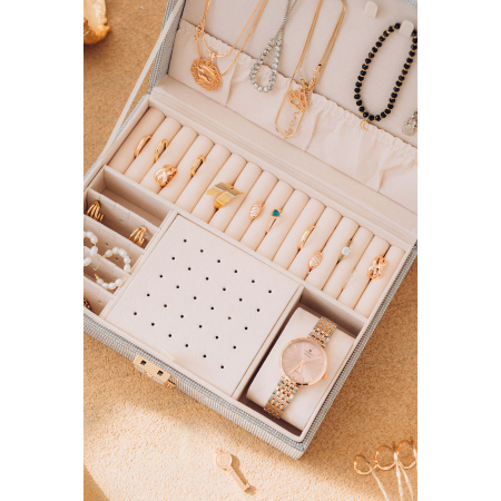 Cutie de bijuterii din argint cu spațiu dedicat pentru ceas, încuiabilă cu cheie și zăvor - Peterson PTR-PTN SZK-13-6001 BL-S [8]