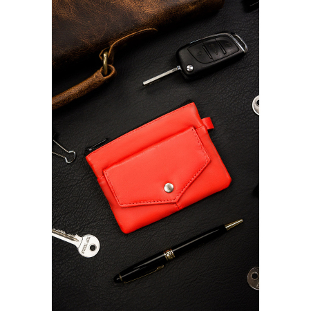 Husa din piele naturala de culoare portocalie cu buzunare cu fermoar PTR-KC-01-PDM ORANGE [1]
