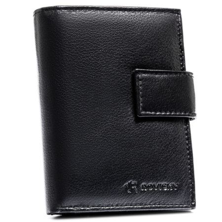 Portofel bărbătesc mare, din piele naturală neagră, cu spațiu pentru certificat de înregistrare și închidere cu capsă - Rovicky PTR-0104L-RVD-0208 BLACK [1]