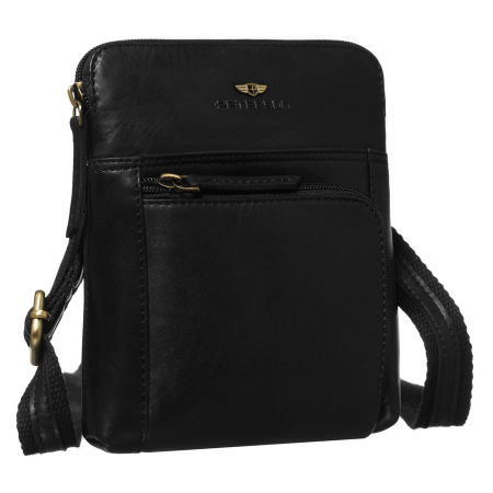  Handbags - Geantă bărbătească din piele naturală, de culoare neagră, cu un singur compartiment și fermoar - Peterson PTR-PTN 1904-TUM-0673 BL