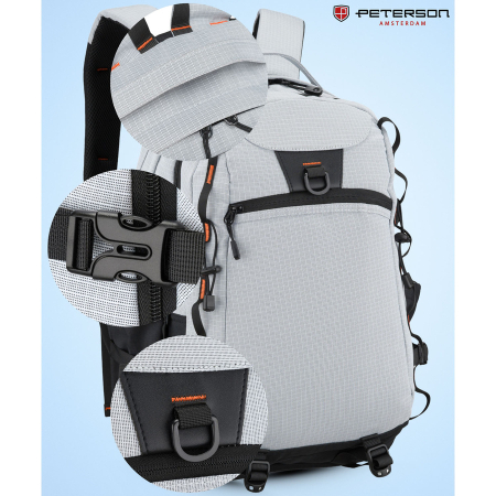 Rucsac mare, turistic, din poliester gri, cu două compartimente, cu fermoar - Peterson [8]