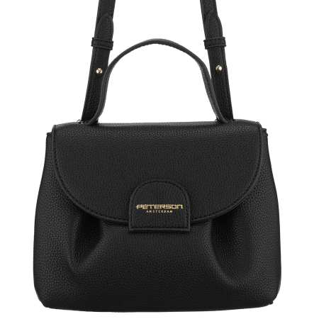 Geantă de damă tip messenger din piele ecologică neagră cu buzunar exterior - Peterson PTR-PTN TOR-ALE-28 BLACK [1]