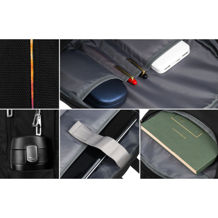 Rucsac urban, încăpător, din nailon negru, cu compartiment pentru laptop - Peterson PTR-PTN 24400-6904 BLACK [13]