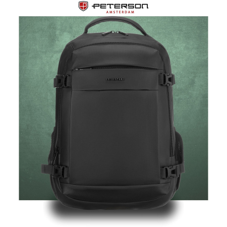 Rucsac mare de călătorie negru cu compartiment pentru laptop și închidere cu fermoar - Peterson PTR-PTN HY242-7048 BLACK [4]