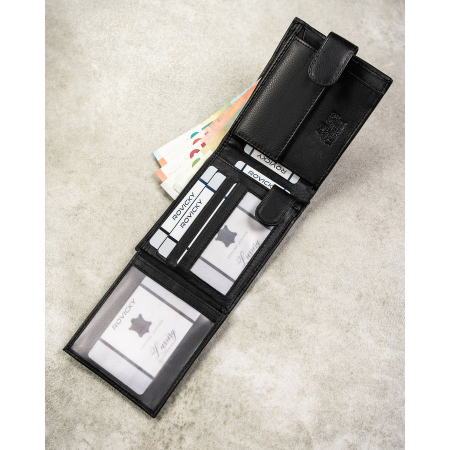 Portofel bărbătesc mare, negru, din piele naturală, cu sistem RFID și închidere cu capsă - Rovicky PTR-0670L-RVD-0222 BLACK [6]