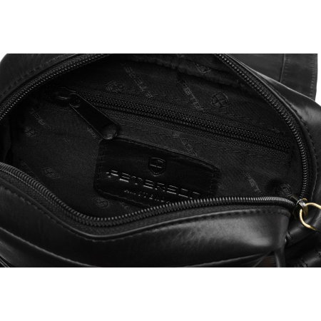 Geantă de umăr bărbătească din piele neagră cu fermoar și clemă magnetică - Peterson PTR-PTN 512-TUM-0550 BLA [5]