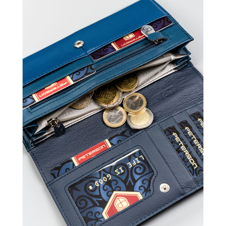 Portofel de damă bleumarin din piele naturală și ecologică - Peterson PTR-PTN PX27-F773 NAVY [7]