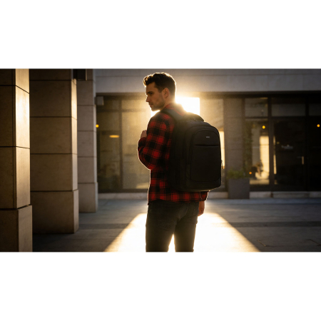 Rucsac de călătorie spațios pentru avion, fabricat din poliester, de culoare neagră - Rovicky PTR-R-MP3-02-7502-BLACK [9]