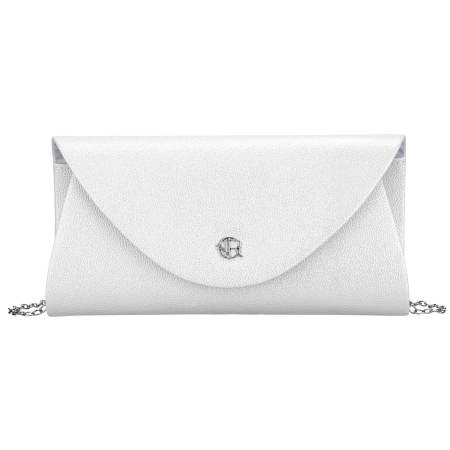 Geantă tip clutch argintie pentru femei, din piele ecologică, suspendată cu lanț - Rovicky R-XS029-1-0702 SILVE [1]