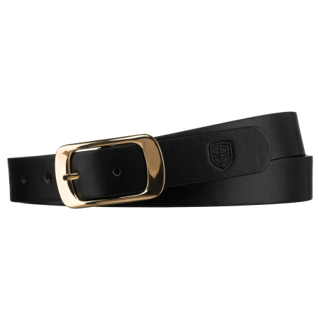 Curea de damă neagră, îngustă, din piele ecologică, cu cataramă aurie - Peterson PTR-PTN STU-17G2 [1]