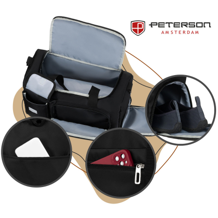 Geantă de voiaj sport din poliester negru cu curea de umăr - Peterson PTR-PTN 23032-8243 BLACK [4]