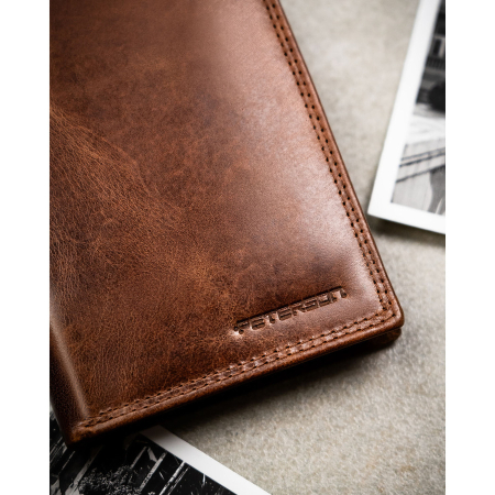 Portofel bărbătesc vertical din piele maro, fără închidere exterioară - Peterson PTR-PTN N4-LWC-0697 COGN [3]