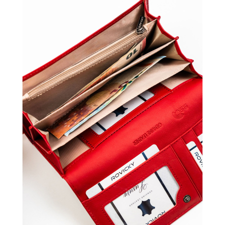 Portofel mare de damă din piele lăcuită, confecționat din piele naturală și ecologică, închidere clasică cu capsă orizontală, protecție RFID - Rovicky PTR-RPN-27-YM-5821 [9]