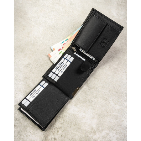 Portofel mare bărbătesc din piele naturală, de culoare neagră, cu sistem RFID - 4U Cavaldi PTR-N992-P-PDM-BL BLACK [6]
