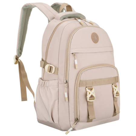  Backpacks - Rucsac școlar bej, la modă, din poliester, cu bretele reglabile - Peterson PTR-PTN 8594-1389 BEIGE