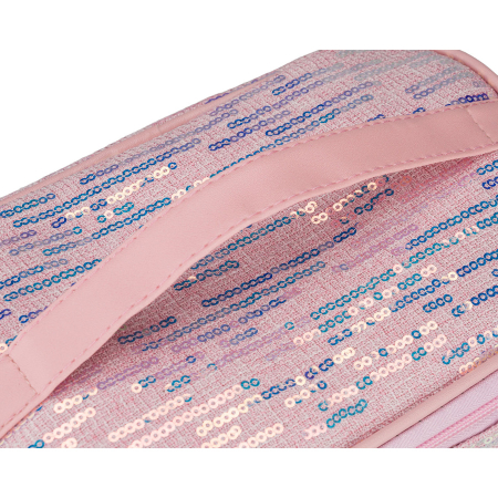 Geantă cosmetică de călătorie din material sintetic roz, decorată cu paiete - Peterson PTR-PTN KOS-DA-18-3538 P [5]