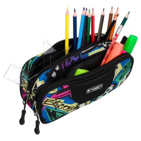 Penar școlar din poliester cu model graffiti și închidere cu fermoar - Peterson PTR-PTN MOTYLEK-5158 B75 [4]