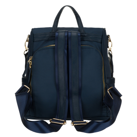 Rucsac de damă din nailon și piele ecologică de culoare bleumarin, cu închidere cu fermoar - Peterson PTR-PTN JN-12-0207 NAVY [8]