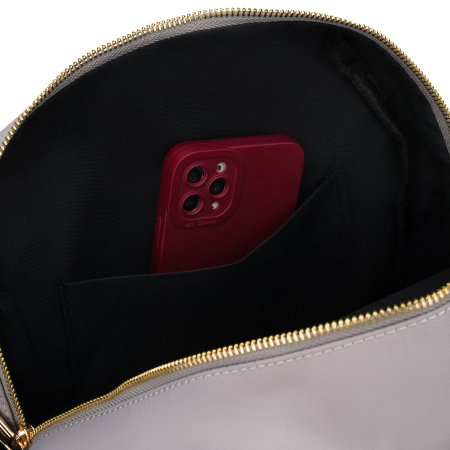 Rucsac gri de damă din nailon și piele ecologică cu buzunar exterior - Peterson PTR-PTN JN-17-0429 GRAY [14]