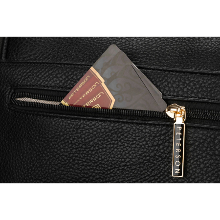 Geantă elegantă de damă din piele ecologică de culoare neagră - Peterson PTR-PTN MIS-04-3612 BLAC [7]