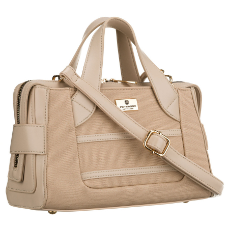 Geantă elegantă de damă, bej, din material sintetic, închisă cu fermoar - Peterson PTR-PTN FORSYCJA BEIGE [8]