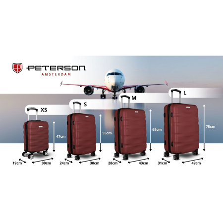 Valiză mică de cabină cu roți detașabile, culoare vișinie - Peterson PTR-PTN 5806-W-XS-4473 P [5]