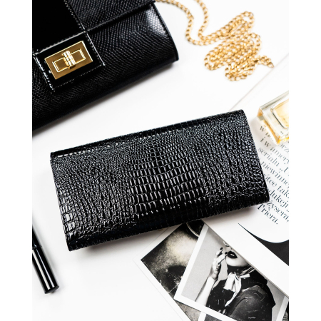 Portofel negru de damă din piele lăcuită cu sistem RFID - Rovicky RH-22-1-RS BLACK [4]