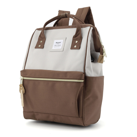 Import - Rucsac clasic, la modă, maro și gri, pentru laptop, cu port USB - Himawari PTR-9001-34