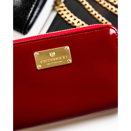 Portofel de damă cu fermoar, mărime medie, roșu, din piele ecologică lăcuită - Peterson PTR-PTN 007-BC-7274 [3]
