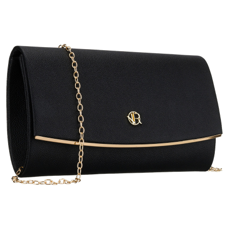 Import - Geantă tip clutch neagră de damă din piele ecologică, cu închidere cu clemă magnetică - Rovicky PTR-R-XS028-1-0580 BLACK