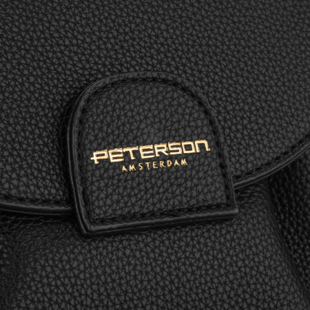 Geantă de damă tip messenger din piele ecologică neagră cu buzunar exterior - Peterson PTR-PTN TOR-ALE-28 BLACK [3]
