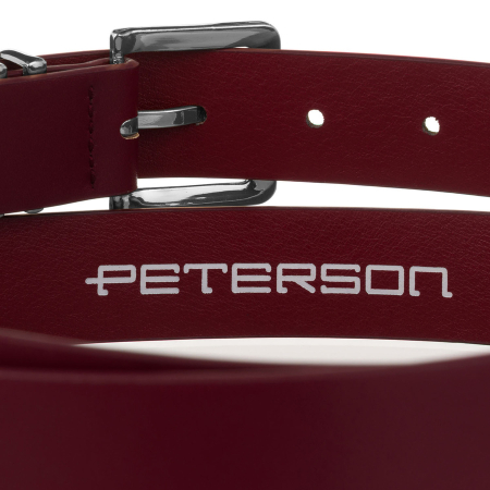 Curea de damă din piele ecologică bordo cu cataramă argintie - Peterson PTN STU-18S1 [4]