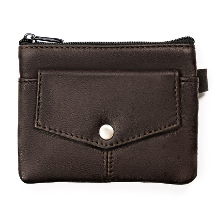 Accesorii Dama - Husă din piele naturală maro închis, cu buzunare cu fermoar PTR-KC-01-PDM D.BROWN