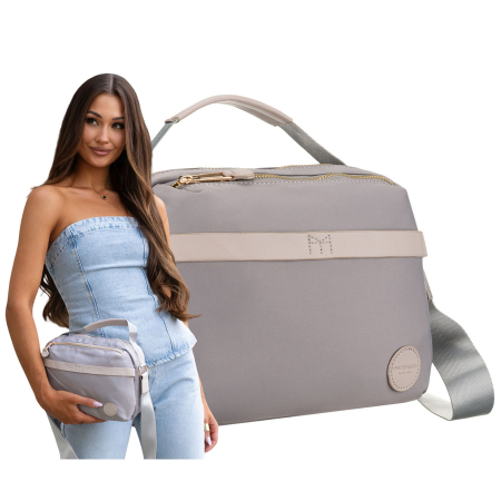 Geantă de damă gri din nailon cu închidere cu fermoar - Peterson PTR-PTN JN-13-0269 GRAY [1]