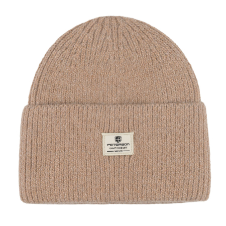 Căciulă beanie bej pentru femei, mărime universală, cu sigla mărcii - Peterson PTR-PTN HAT-10-5516 KHAK [4]