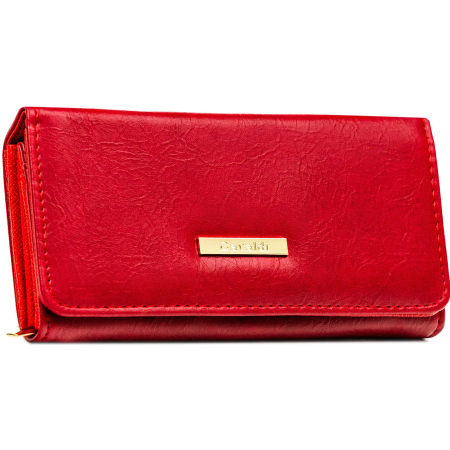 Portofele Dama - Portofel orizontal clasic pentru femei din piele ecologică, roșu, cu capsă 4U CAVALDI PTR-CHWJ-05-4825