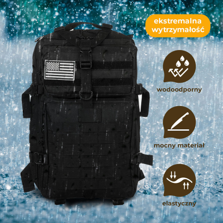 Rucsac militar tactic mare, fabricat din nailon negru - Peterson PTR-PTN BL096-8090 BLACK [6]