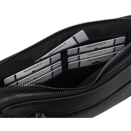 Geantă bărbătească clasică, neagră, din piele ecologică, cu fermoar - Rovicky PTR-R-SDR-01-1631 BLACK [5]
