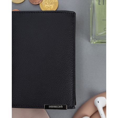 Portofel mare bărbătesc din piele neagră, fără închidere exterioară - 4U Cavaldi PTR-N4-P-PDM-BL BLACK [2]