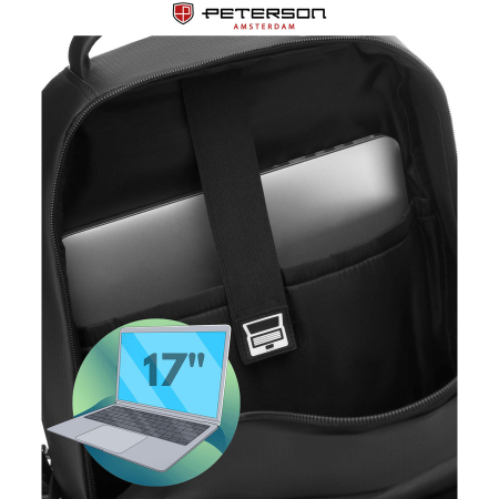 Rucsac mare de călătorie negru cu compartiment pentru laptop și închidere cu fermoar - Peterson PTR-PTN HY242-7048 BLACK [27]