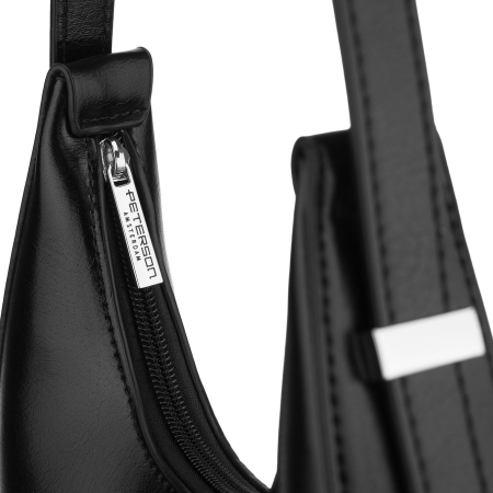 Geantă tip baghetă pentru femei, din piele ecologică neagră, cu închidere cu fermoar - Peterson PTR-PTN TOR-ALE-27 BLACK [4]