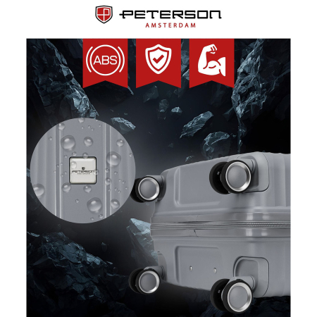 Valiză de cabină gri cu mâner telescopic - Peterson PTR-PTN PP-09-W-S-1563 G [10]