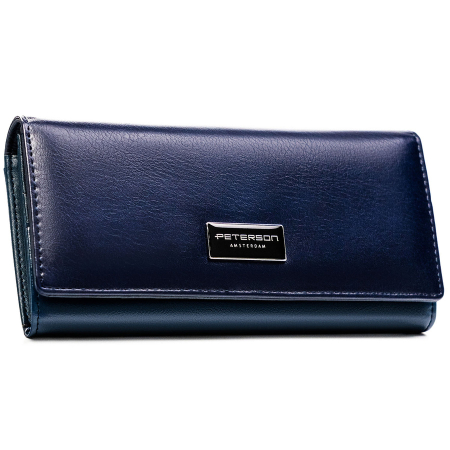 Portofel de damă bleumarin din piele naturală și ecologică - Peterson PTR-PTN PX27-F773 NAVY [1]