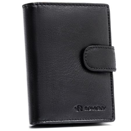 Portofel negru bărbătesc din piele naturală, cu spațiu pentru certificatul de înmatriculare al vehiculului și echipat cu sistem RFID - Rovicky PTR-0800L-RVD-0260 BLACK [1]