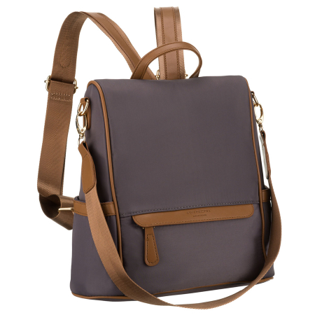 Rucsacuri Dama - Rucsac gri de damă din nailon și piele ecologică cu curea detașabilă, compartiment unic - Peterson PTR-PTN JN-12-0238 GRAY