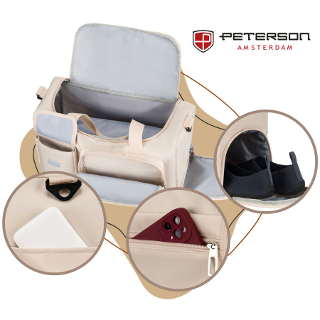 Geantă de voiaj sport din poliester bej, cu două compartimente - Peterson PTR-PTN 23032-8267 BEIGE [1]